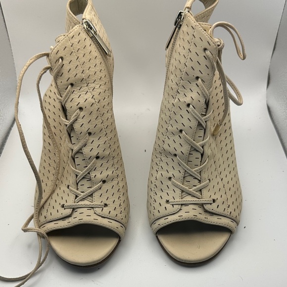 Sam Edelman Beige Lace-Up Peep-Toe Boots - Picture 1 of 7